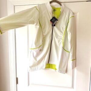 NWT Swingdish White Neon Green High Neck Rhinestone Accent Jacket Size X-Large